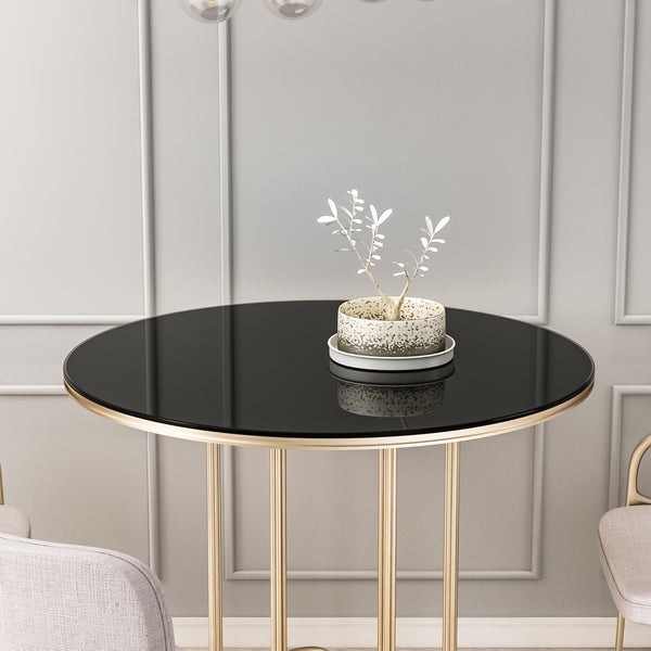 20quot; Inch Round Tempered Glass Table Top Black Glass 1/4quot; Inch Thick Round Polished Edge