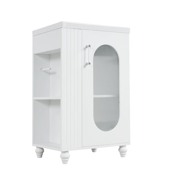 20" Bathroom Vanity with Sink, Two-tier Shelf, Adjustable Shelf, Solid Wood and MDF, White