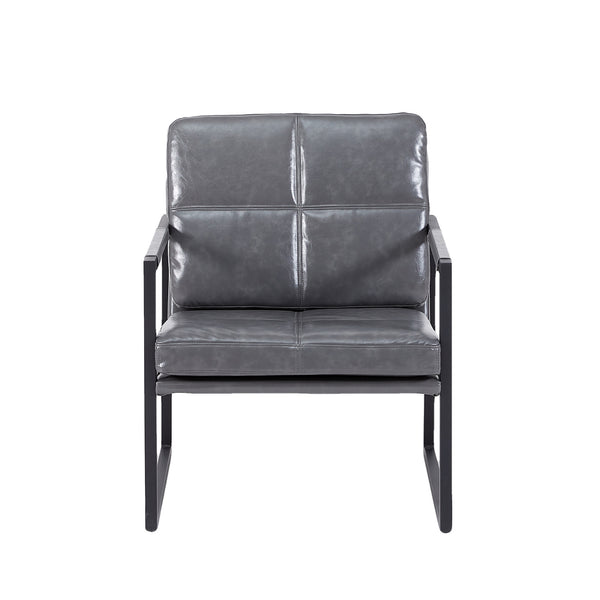 Light grey PU leather leisure black metal frame recliner chair for living room and bedroom furniture