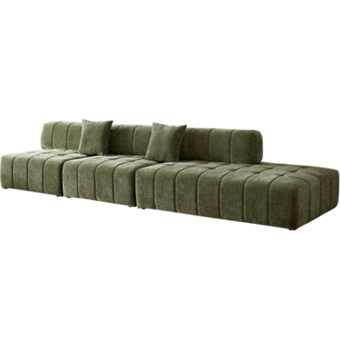 WKS3  Piano key combination sofa, 2 single seats plus 1 luxury cloth sofa, Green,White,Brown