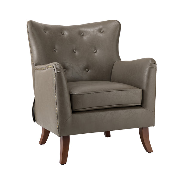 Adam Vegan Leather Armchair-GREY