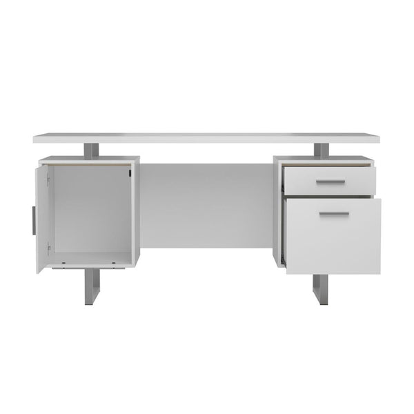 Floating Top Office Desk in Glossy White